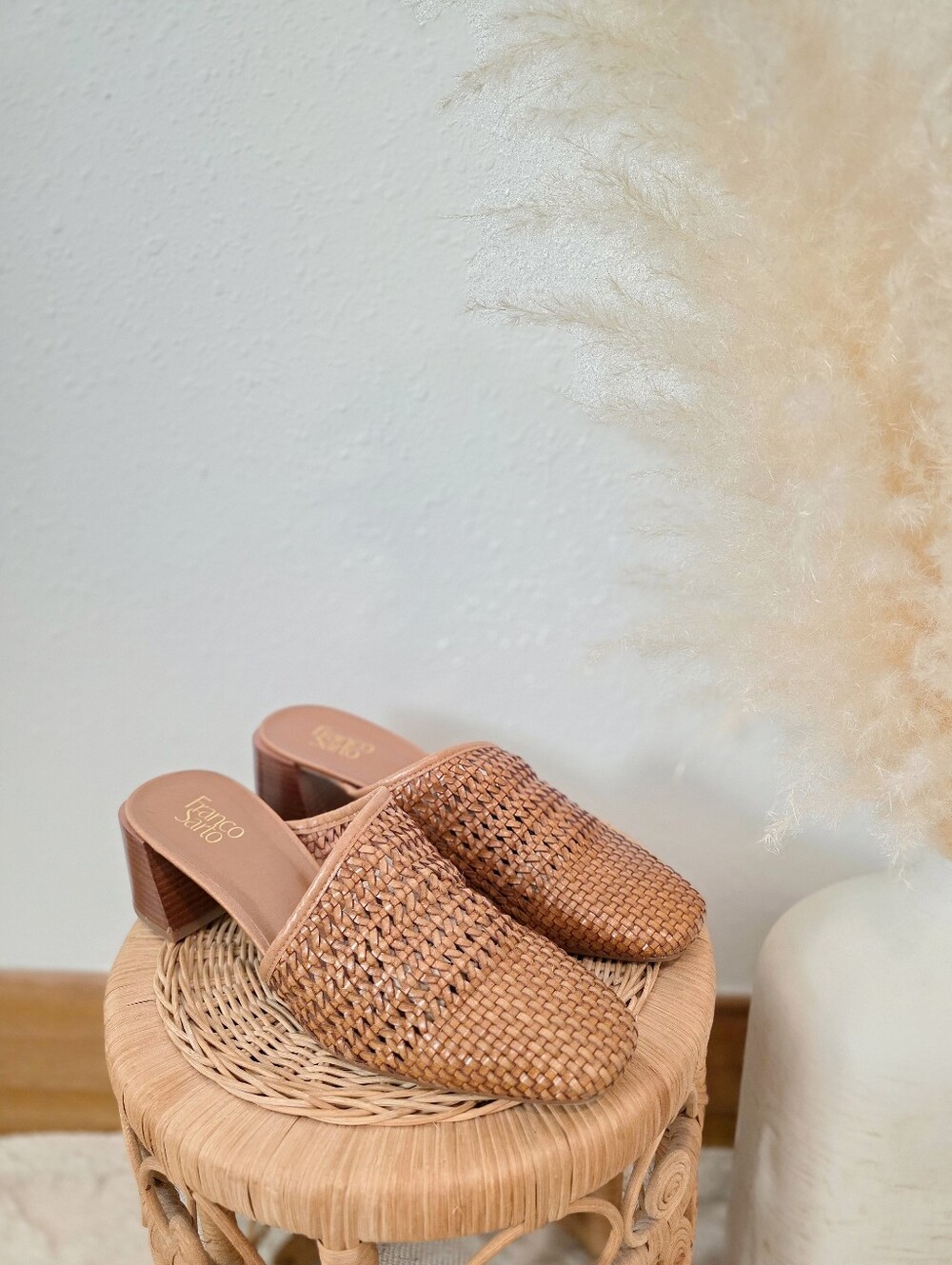 Franco Sarto Brown Woven Heeled Mules 10